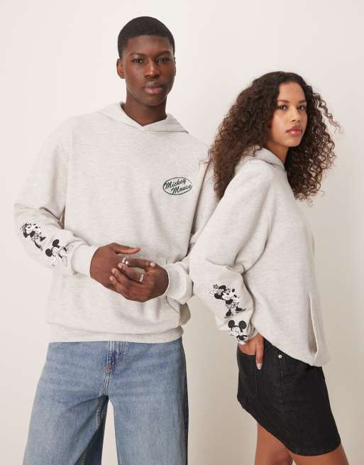 ASOS DESIGN Disney unisex oversized hoodie with Mickey Mouse & Friends prints in heather gray, 3 of 4