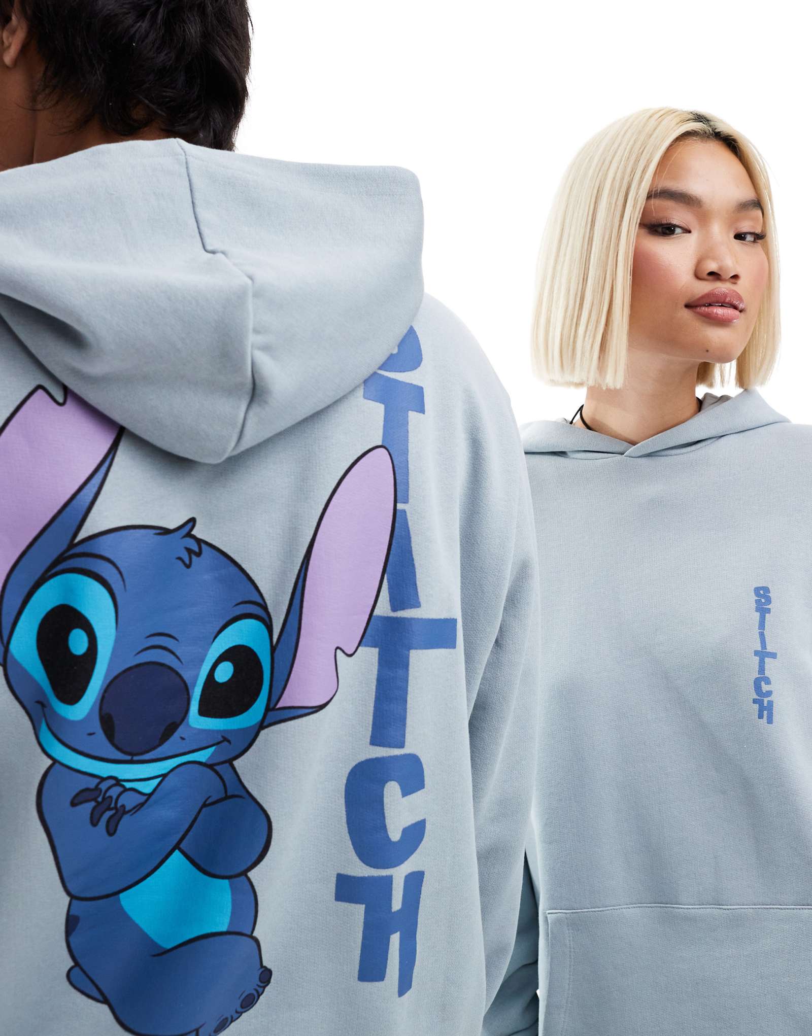 Толстовка ASOS DESIGN Disney унисекс оверсайз с капюшоном и принтом в виде стежков серого цвета