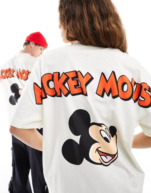 ASOS DESIGN Disney unisex oversized licence tee in beige with Mickey Mouse prints , 2 of 4