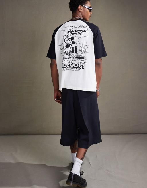 ASOS DESIGN Disney unisex oversized raglan t-shirt with Steamboat Willie print in off white, 4 of 4