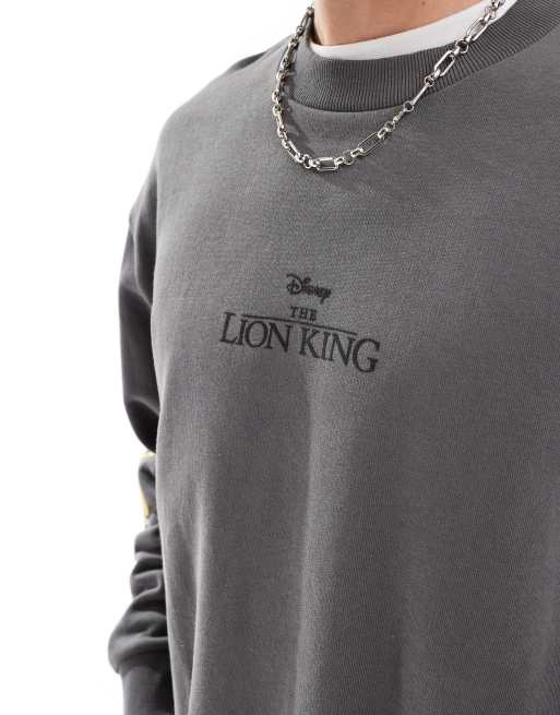 ASOS DESIGN - Disney - Unisex - Oversized sweatshirt med firkantet pasform og Løvernes Konge-print i grå, 2 af 4