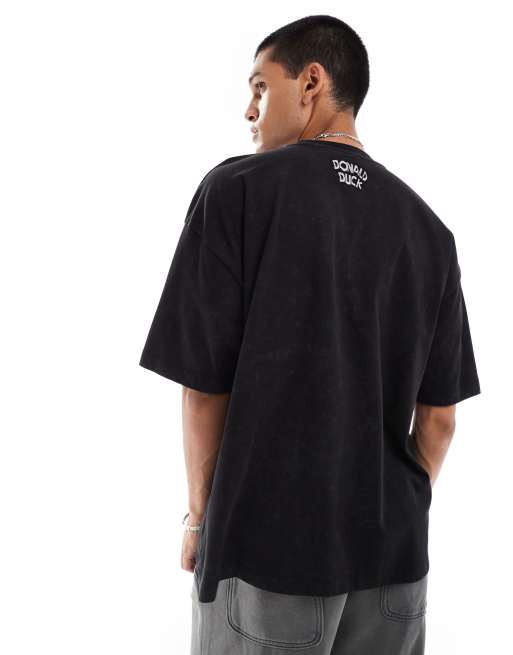 ASOS DESIGN Disney unisex oversized t-shirt with Donald Duck prints in washed black, 4 of 4