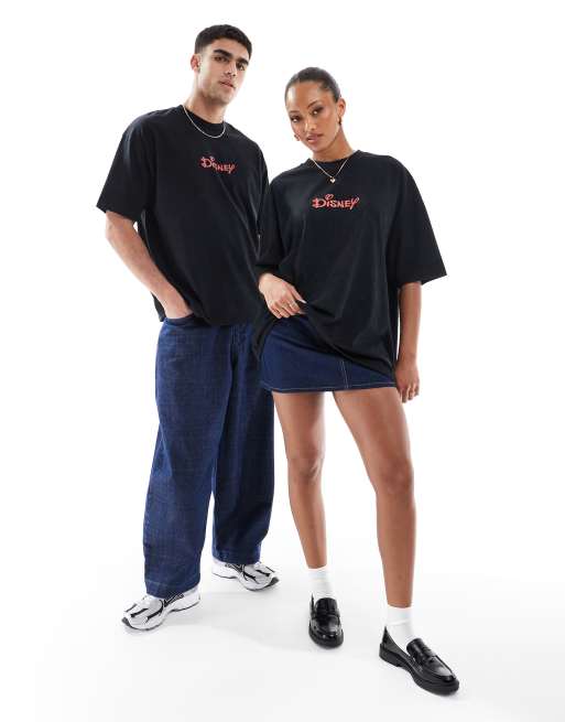 ASOS DESIGN Disney unisex oversized t-shirt with Goofy prints in black