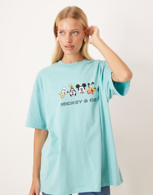 ASOS DESIGN Disney unisex oversized t-shirt with Mickey Mouse & friends prints and rhinestone text in blue, 2 of 4