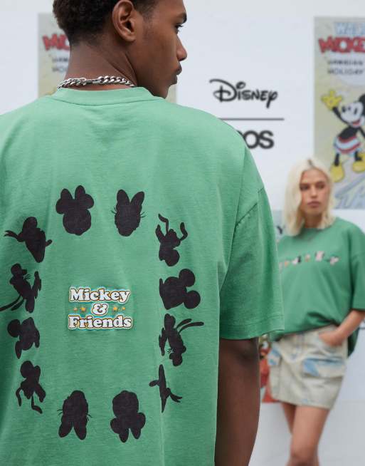ASOS DESIGN Disney unisex oversized t-shirt with Mickey Mouse & Friends prints in washed green, 4 of 4