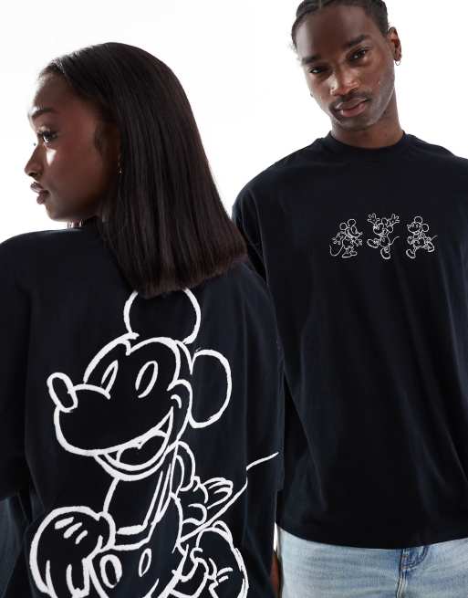 ASOS DESIGN Disney unisex oversized t shirt with Mickey Mouse outline prints in black