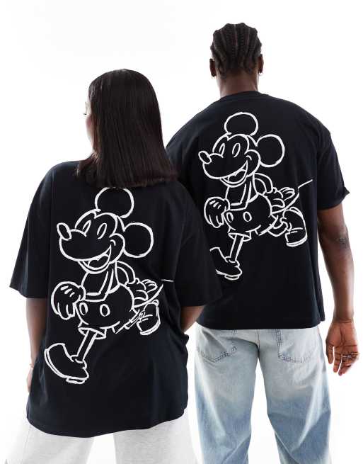 ASOS DESIGN Disney unisex oversized t shirt with Mickey Mouse outline prints in black