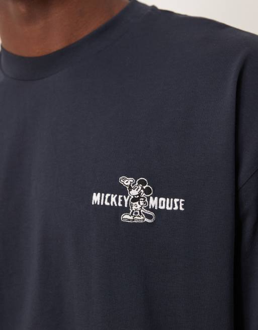 ASOS DESIGN Disney unisex oversized T-shirt with Mickey Mouse print and embroidery in navy