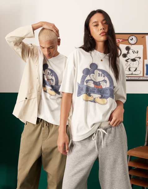 ASOS DESIGN Disney unisex oversized t-shirt with Mickey Mouse print in white - view 1