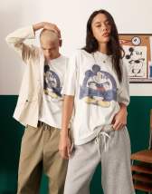 ASOS DESIGN Disney unisex oversized hoodie with Mickey Mouse & Friends prints in heather gray