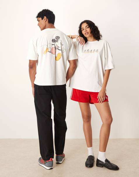ASOS DESIGN Disney unisex oversized t-shirt with Mickey Mouse print in white - view 1