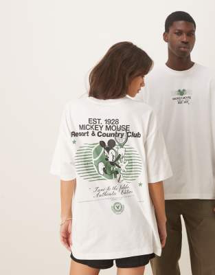 ASOS DESIGN Disney Unisex oversized t-shirt with Mickey Mouse print in white