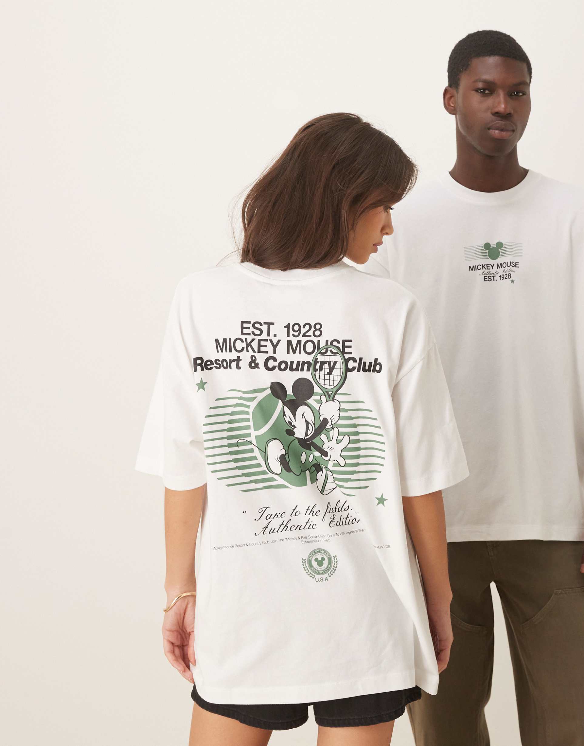 asos design disney unisex oversized t-shirt with mickey mouse print in white