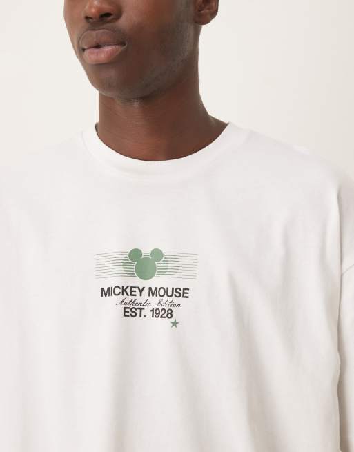 ASOS DESIGN Disney Unisex oversized t-shirt with Mickey Mouse print in white