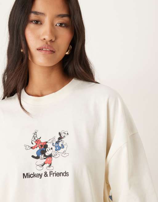ASOS DESIGN Disney Unisex oversized t-shirt with Mickey Mouse print in white