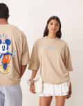 [ASOS DESIGN] ASOS DESIGN Disney unisex oversized t-shirt with Mickey Mouse prints in beige-Neutral M Humus