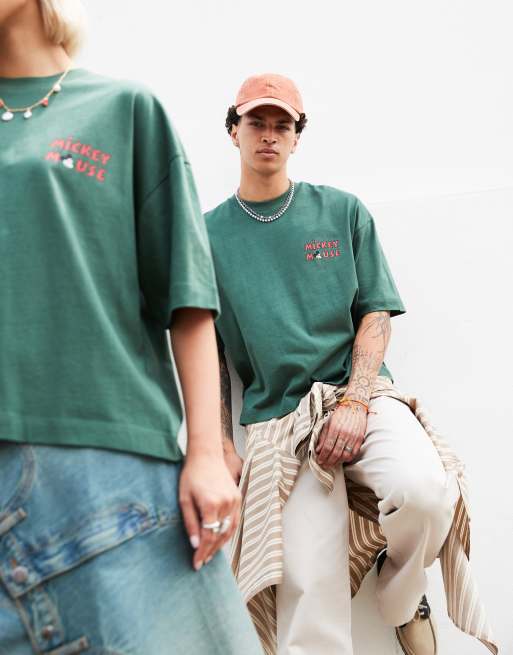 ASOS DESIGN Disney unisex oversized T-shirt with Mickey Mouse prints in green, 2 of 4