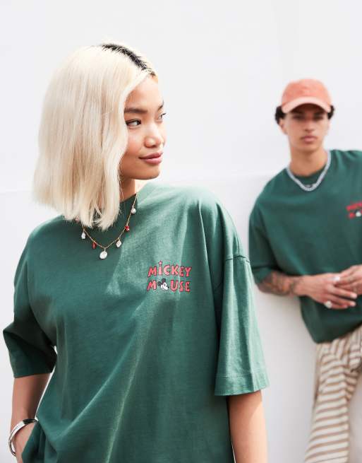 ASOS DESIGN Disney unisex oversized T-shirt with Mickey Mouse prints in green, 4 of 4