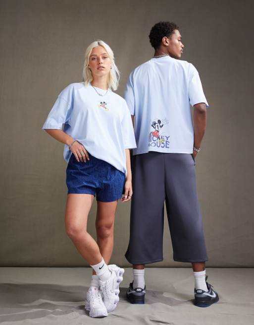 ASOS DESIGN Disney unisex oversized t-shirt with Mickey Mouse prints in washed blue, 2 of 4
