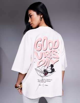 Asos Design Disney Unisex Oversized T-shirt With Mickey Mouse Prints