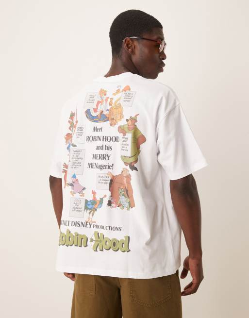 ASOS DESIGN Disney unisex oversized t-shirt with Robin Hood prints in white