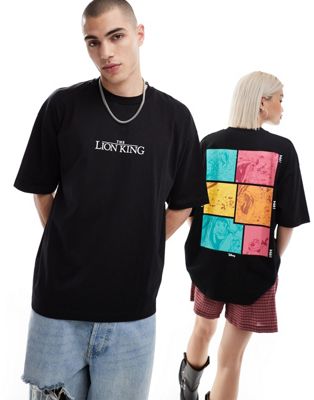 Asos Design Disney Unisex Oversized T-shirt With The Lion King Prints In Black