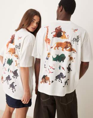 Disney unisex oversized T-shirt with The Lion King prints in stone-Neutral