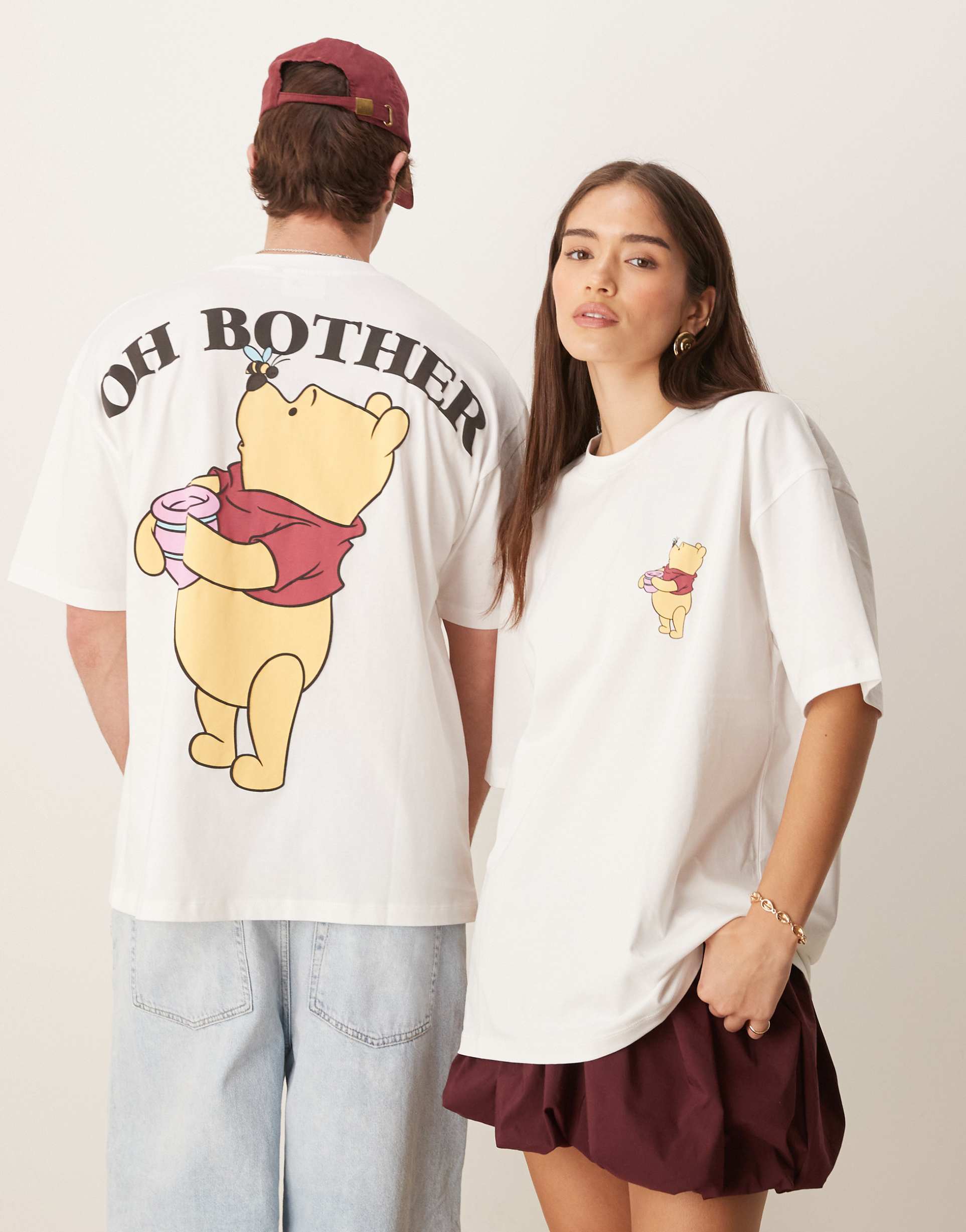 asos design disney unisex oversized t-shirt with winnie the pooh prints in white
