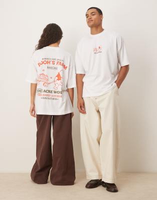 ASOS DESIGN Disney unisex oversized t-shirt with Winnie The Pooh prints in white - view 1