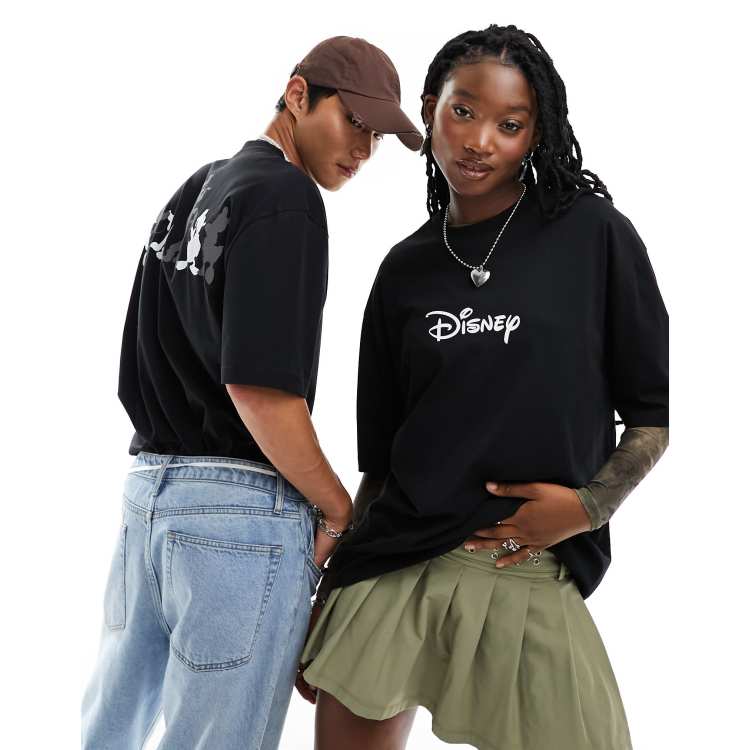 ASOS DESIGN Disney unisex oversized tee in black with Mickey Mouse