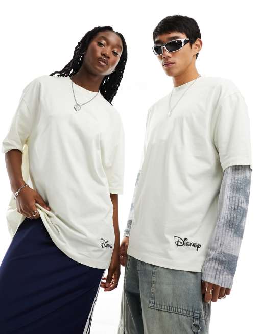 ASOS DESIGN Disney unisex oversized tee in off white with Mickey