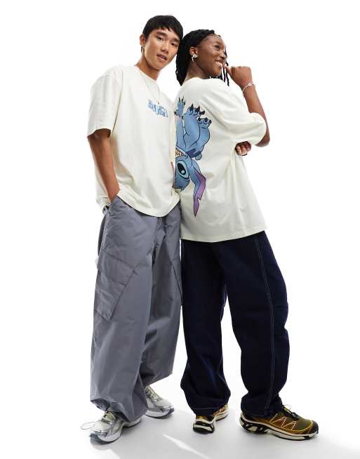 ASOS DESIGN Disney unisex oversized tee in off white with Stitch large scale back print , 2 of 5