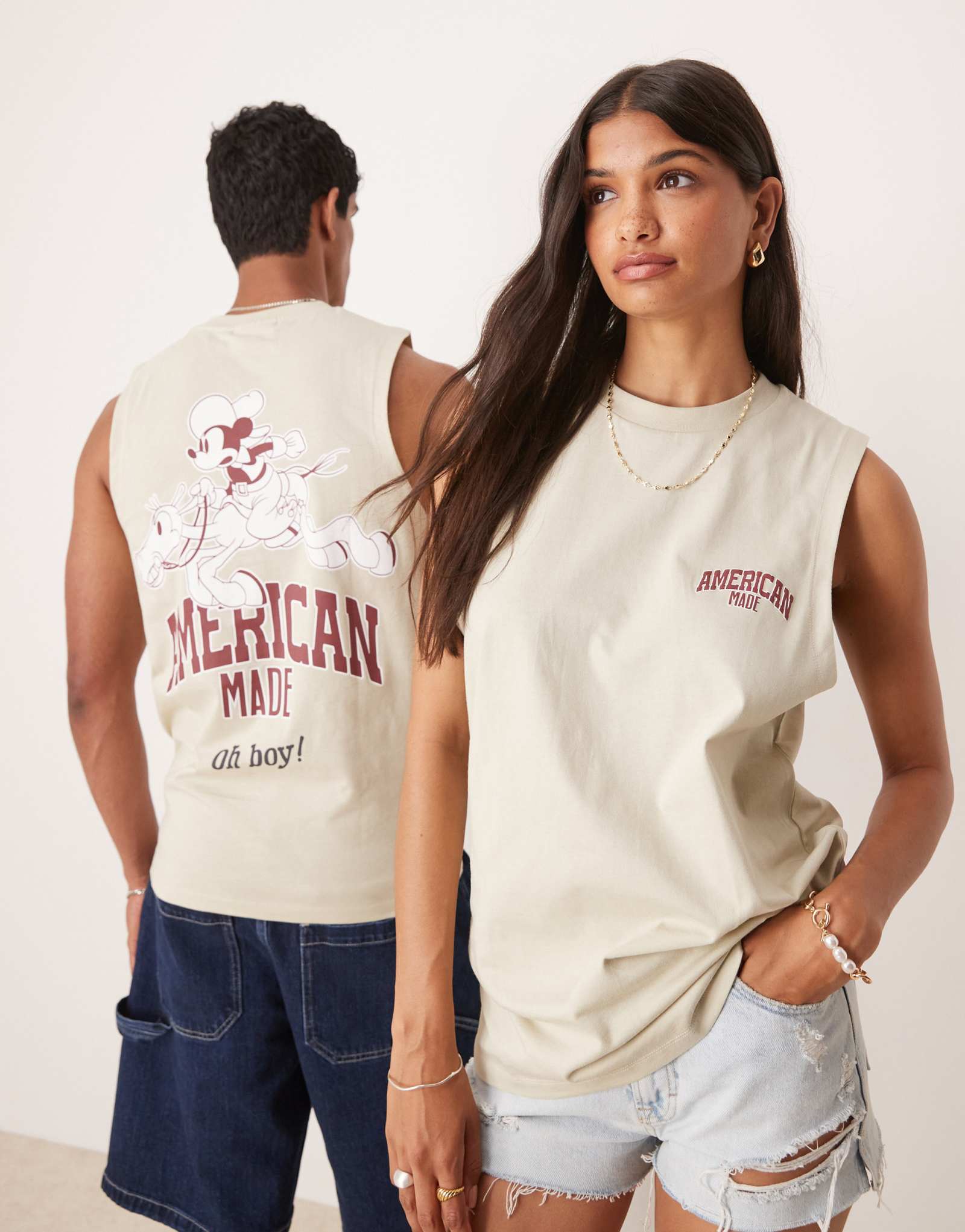 Стандартная майка унисекс Disney от ASOS DESIGN Unisex с западными принтами Микки Мауса в камне