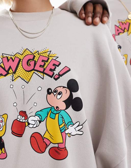 Vintage Mickey And Minnie Mouse Reversible high quality Sweatshirt XLarge Walt Disney Sweater Mickey Minnie Mouse Overprint Multicolor Jumper Size XL