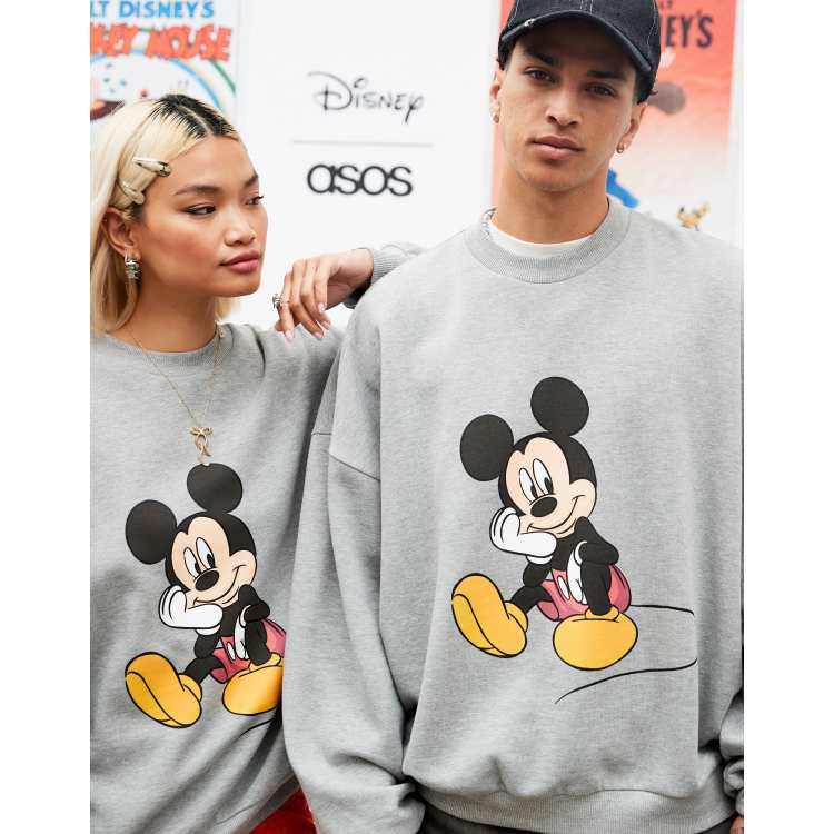 Topman Hoogsluitend sweatshirt in zwart ClassicfuncenterShops DESIGN Disney unisex super oversized sweatshirt with Mickey Mouse print in grey marl ClassicfuncenterShops