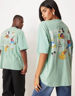 Disney - Unisex-T-shirt in Grün mit Figurenprints im Oversize-Schnitt Grün M