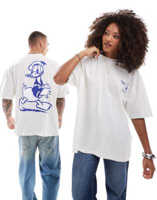 ASOS DESIGN - Disney - Unisex-T-Shirt in Hellgrau mit Oversize-Schnitt und „Donald Duck"-Prints