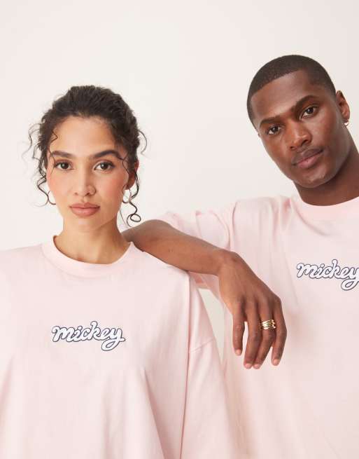 ASOS DESIGN – Disney – Unisex-T-Shirt in Hellrosa mit Micky Maus-Prints und Oversize-Passform, 3 von 4