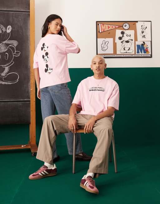 ASOS DESIGN – Disney – Unisex-T-Shirt in Rosa mit gesticktem „Mickey Mouse“-Print und Oversize-Schnitt, 3 von 4
