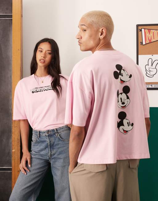 ASOS DESIGN – Disney – Unisex-T-Shirt in Rosa mit gesticktem „Mickey Mouse“-Print und Oversize-Schnitt, 4 von 4