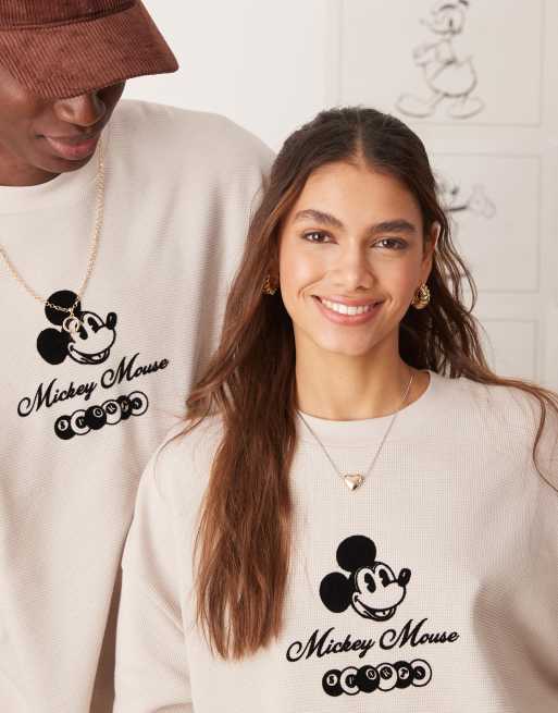 ASOS DESIGN – Disney – Unisex-T-Shirt mit Waffelstruktur, kastigem Oversize-Schnitt und „Mickey Mouse“-Prints, 3 von 4