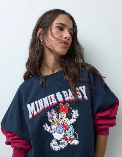 ASOS DESIGN Disney varsity sweatshirt met Mickey Mouse-print in zwart, 2 van 5