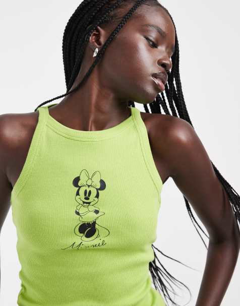 ASOS DESIGN Disney vest with Minnie print in lime green - view 1
