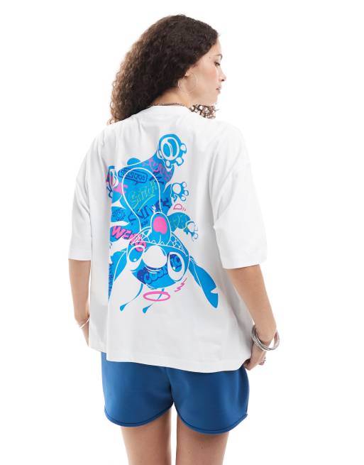 ASOS DESIGN – Disney – Vit t-shirt i boxig, oversize och unisex-modell med Stitch-tryck, 3 av 4