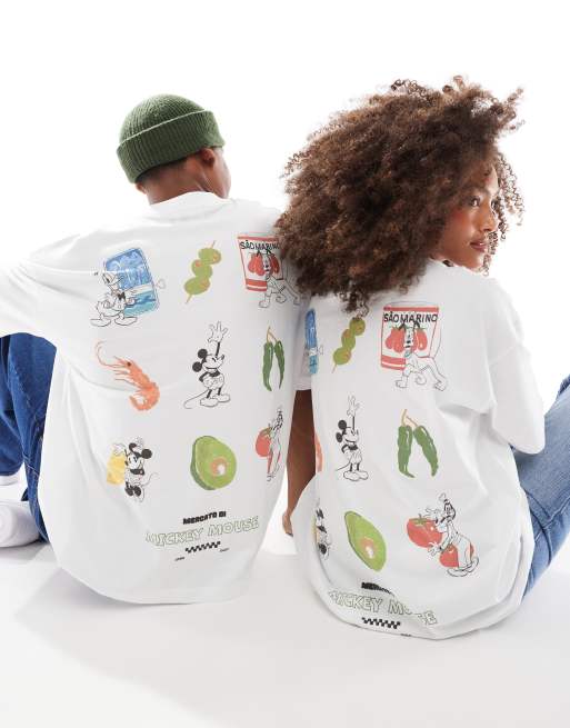 ASOS DESIGN – Disney – Vit t-shirt i oversize med Musse Pigg och hans vänner-tryck, 2 av 4