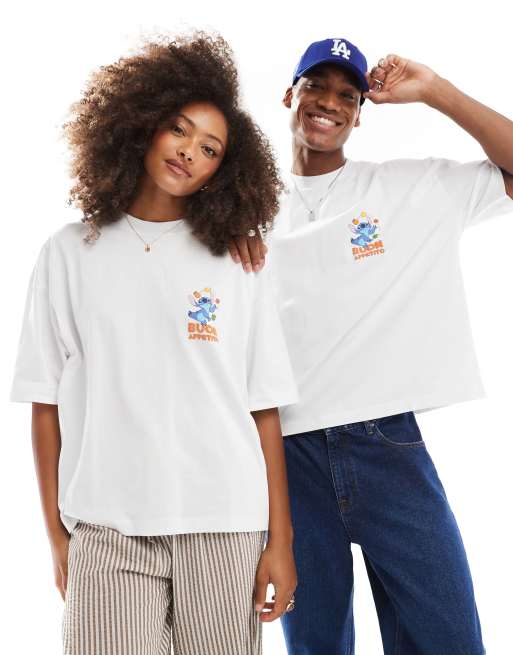 ASOS DESIGN – Disney – Vit t-shirt i oversize med Stitch-tryck, 3 av 4