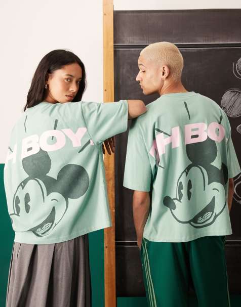 ASOS DESIGN Disney – Zielony T-shirt unisex o fasonie oversize z nadrukiem z Myszką Miki - view 1