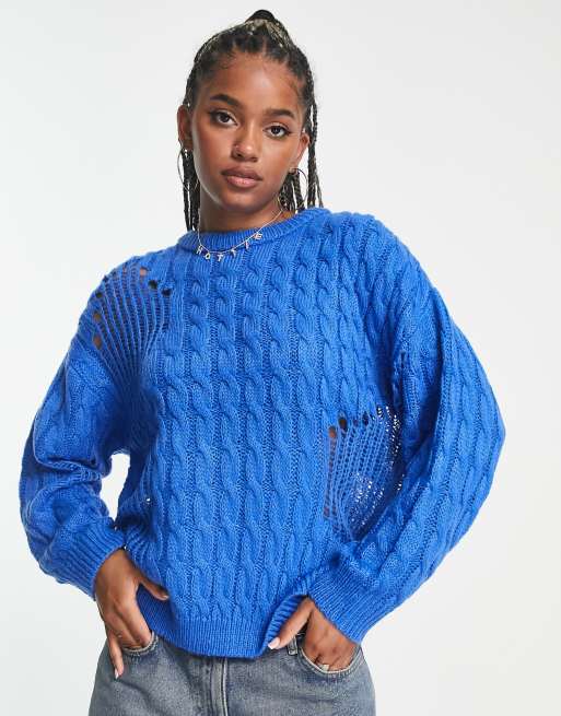 Blue oversized outlet sweater