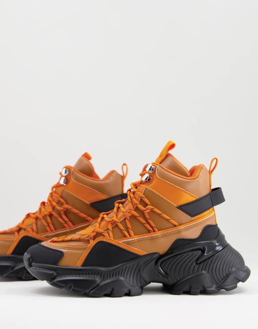 ASOS DESIGN - District - Chunky vandrestøvler i orange/sort