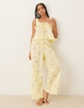 [ASOS DESIGN] ASOS DESIGN Ditsy frill button up cami and pants set in lemon ditsy print-Yellow 4 Lemon ditsy